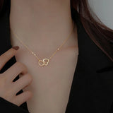 Love Double Heart-shaped Hollow Pendant Necklace Light Female Chain
