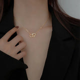 Love Double Heart-shaped Hollow Pendant Necklace Light Female Chain