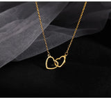 Love Double Heart-shaped Hollow Pendant Necklace Light Female Chain