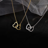 Love Double Heart-shaped Hollow Pendant Necklace Light Female Chain