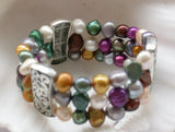 Multicolor Baroque Freshwater Pearl Silvers Bracelet