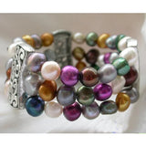 Multicolor Baroque Freshwater Pearl Silvers Bracelet