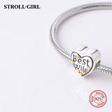 Heart Stamped Wife Charms Beads Fit European Bracelet 925