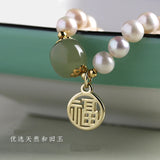Natural Hetian Jade Freshwater Pearls Beaded Women's Bracelets