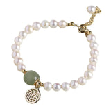 Natural Hetian Jade Freshwater Pearls Beaded Women's Bracelets