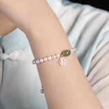 Natural Hetian Jade Freshwater Pearls Beaded Women's Bracelets