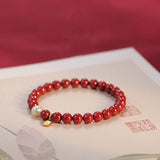 Red Cinnabar Pearl Bracelet for Women