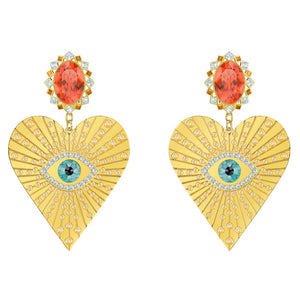 Heart Shape Crystal Pierced Earrings Romantic Gift