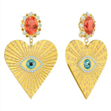Heart Shape Crystal Pierced Earrings Romantic Gift