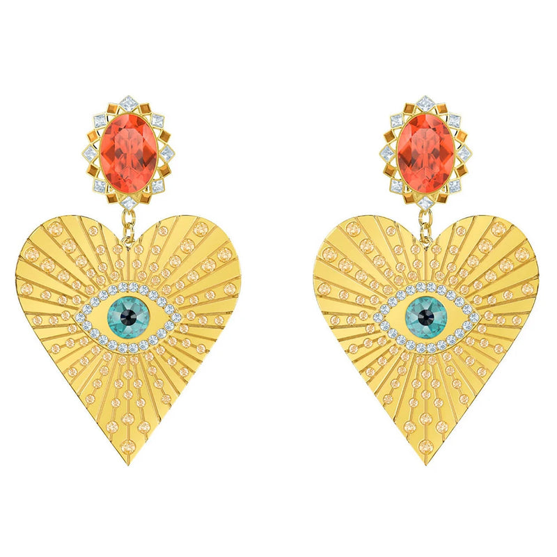 Heart Shape Crystal Pierced Earrings Romantic Gift