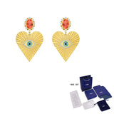 Heart Shape Crystal Pierced Earrings Romantic Gift