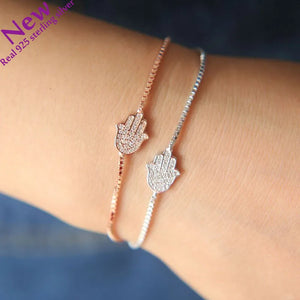 Sterling Silver Lucky Link Chain Bracelet with CZ Crystal Charms