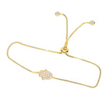 Sterling Silver Lucky Link Chain Bracelet with CZ Crystal Charms