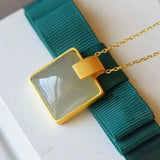 Lucky Pendant Necklace Hetian Jade S925 Sterling Silver Inlaid