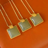 Lucky Pendant Necklace Hetian Jade S925 Sterling Silver Inlaid