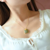 Lucky Pendant Necklace Hetian Jade S925 Sterling Silver Inlaid