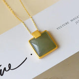 Lucky Pendant Necklace Hetian Jade S925 Sterling Silver Inlaid