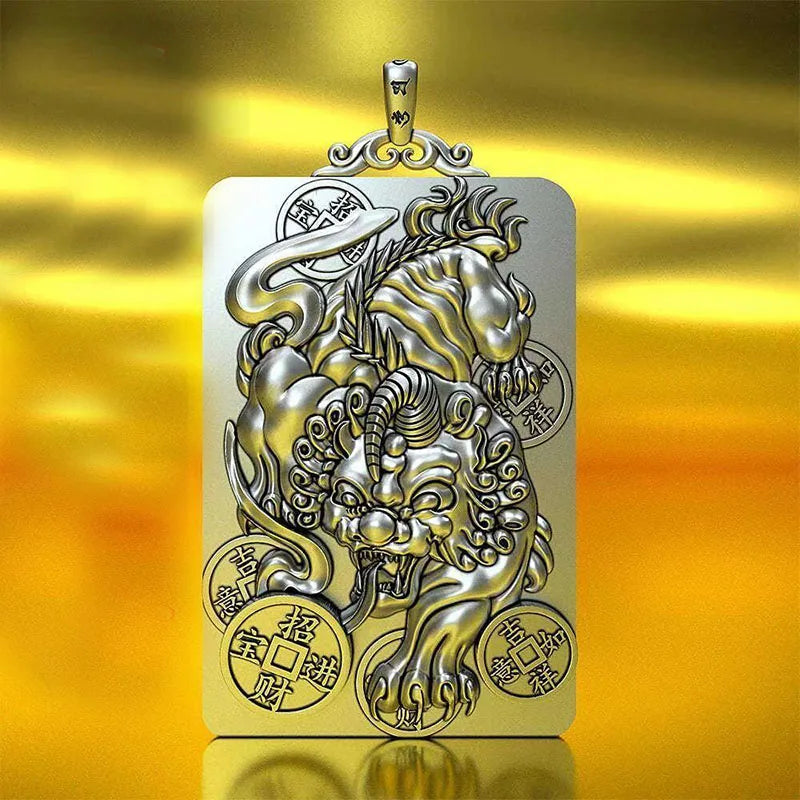 Lucky Pixiu Pendant Men's Necklace Domineering Silver Pendant Necklace
