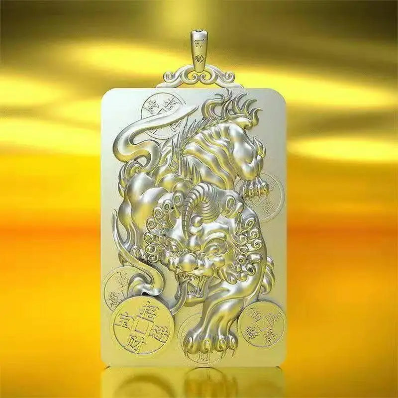 Men's Lucky Pixiu Pendant Retro Necklace Domineering Silver Jewelry