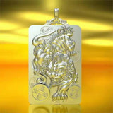 Lucky Pixiu Pendant Men's Retro Necklace Tag Domineering Silver Pendant Necklace