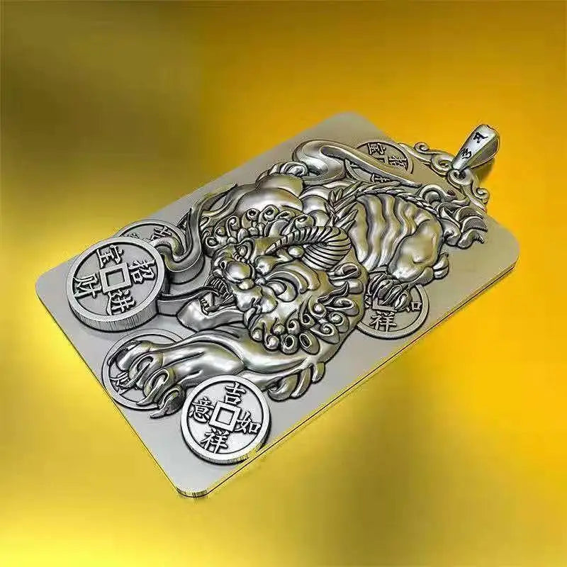 Men's Lucky Pixiu Pendant Silver Necklace Jewelry