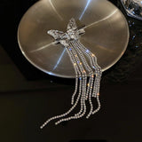 Vintage Silver Crystal Heart Tassel Hair Pins