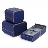 Leather Double Ring Box for Wedding Ceremony Engagement Ring Pendant Necklace