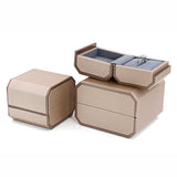 Leather Double Ring Box for Wedding Ceremony Engagement Ring Pendant Necklace