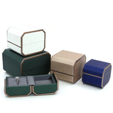 Leather Double Ring Box for Wedding Ceremony Engagement Ring Pendant Necklace