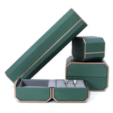 Leather Double Ring Box for Wedding Ceremony Engagement Ring Pendant Necklace