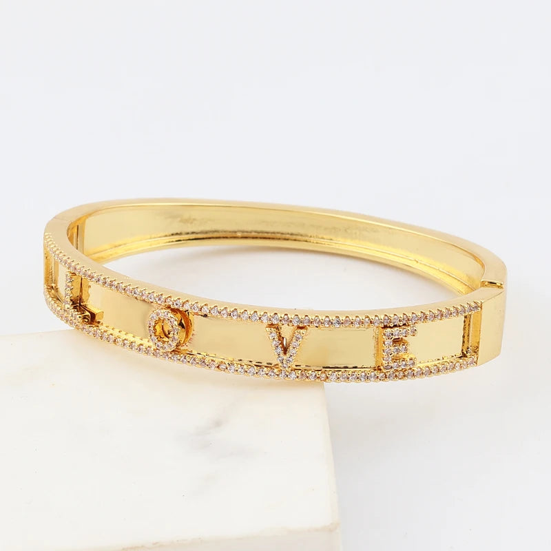 18K Plated Famous Jewelry Copper Zircon Bracelets & Bangles Female