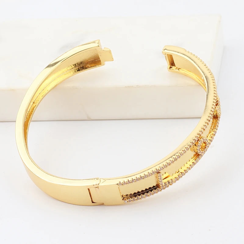 18K Plated Famous Jewelry Copper Zircon Bracelets & Bangles Female