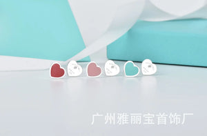925 Silver Heart Stud Earrings for Party