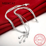 925 Silver Heart Pendant Necklace Tassel Maxi Drop Women Jewelry Gift