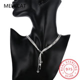 925 Silver Heart Pendant Necklace Tassel Maxi Drop Women Jewelry Gift