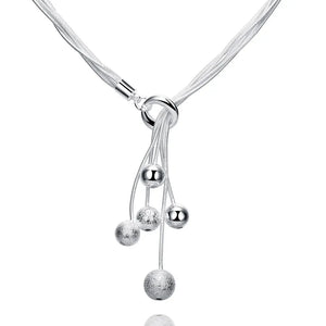 925 Silver Heart Pendant Necklace Tassel Maxi Drop Women Jewelry Gift
