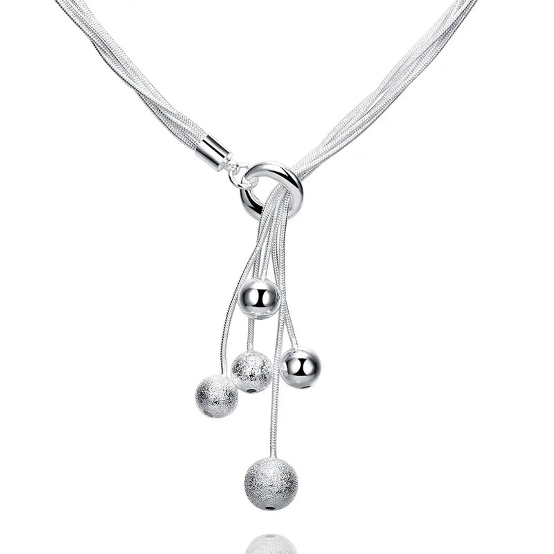 925 Silver Heart Pendant Necklace Tassel Maxi Drop Women Jewelry Gift