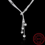 925 Silver Heart Pendant Necklace Tassel Maxi Drop Women Jewelry Gift
