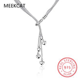 925 Silver Heart Pendant Necklace Tassel Maxi Drop Women Jewelry Gift