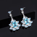 High-end Fan-shaped Sapphire Earrings for Women