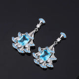 High-end Fan-shaped Sapphire Earrings for Women