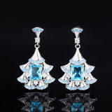 High-end Fan-shaped Sapphire Earrings for Women