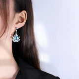 High-end Fan-shaped Sapphire Earrings for Women