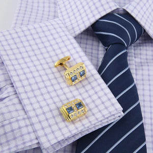 Crystal French Shirt Cufflinks Elegant Golden Men's Jewelry