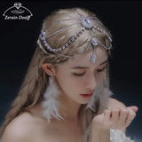 Boho Style Head Chain Crystal Bride Headpiece