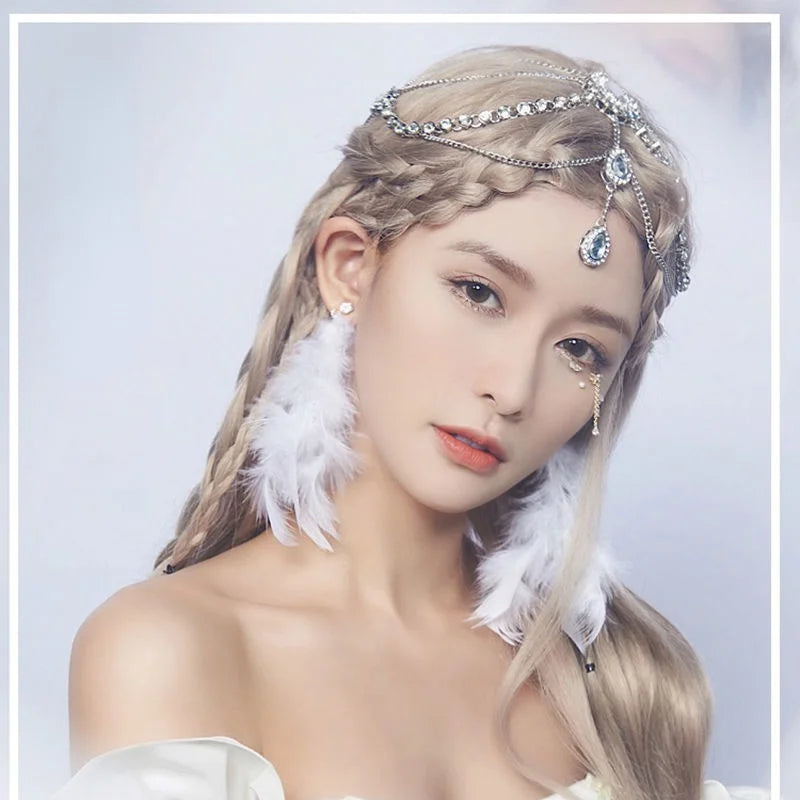 Boho Style Head Chain Crystal Bride Headpiece
