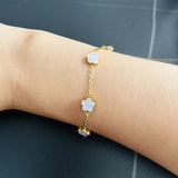 Flower Charm Bracelet for Women Stainless Steel Clover Jewelry
