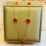 Flower Charm Necklace for Women - Stainless Steel Clover Jewelry