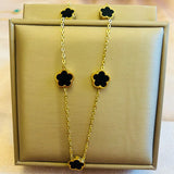 Flower Charm Necklace for Women - Stainless Steel Clover Jewelry