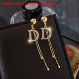 Tassel Drop Earrings D Letter Crystal Snake Chain Jewelry